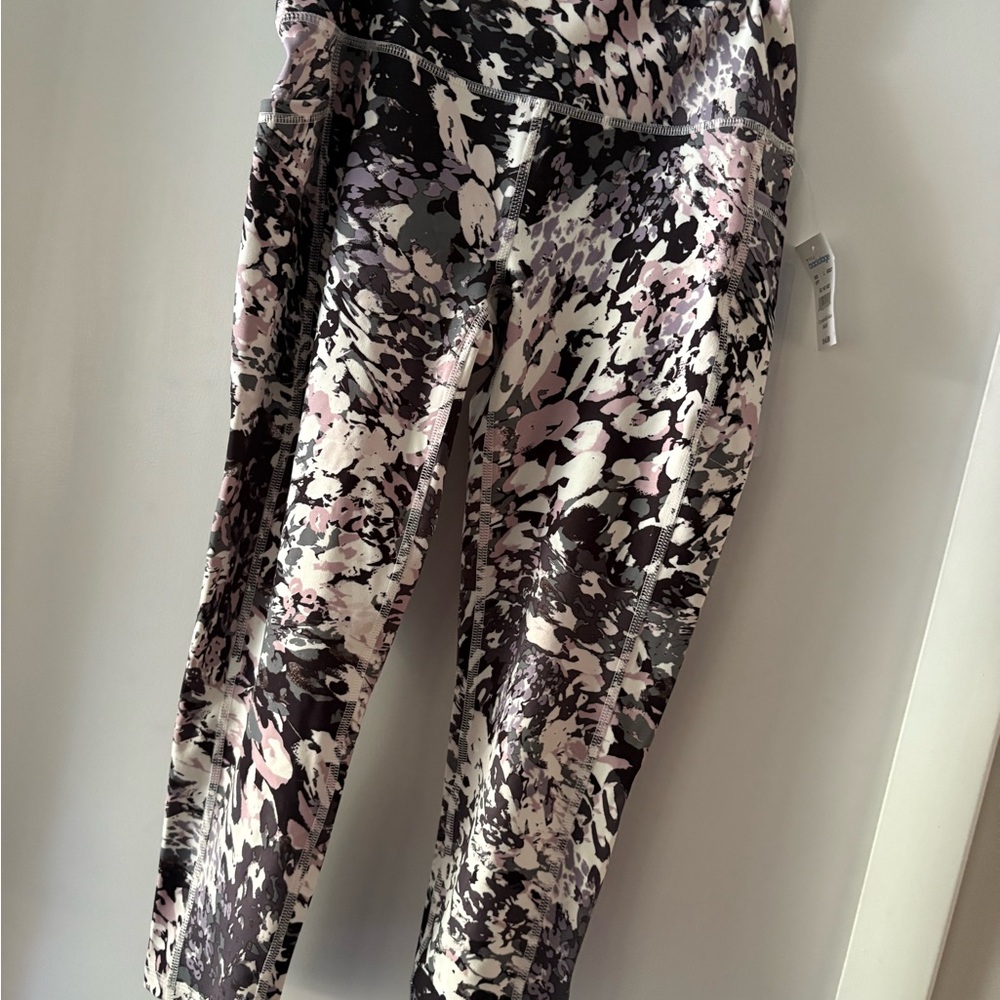 RBX Women's Abstract Print Leggings - Black, White, Pink